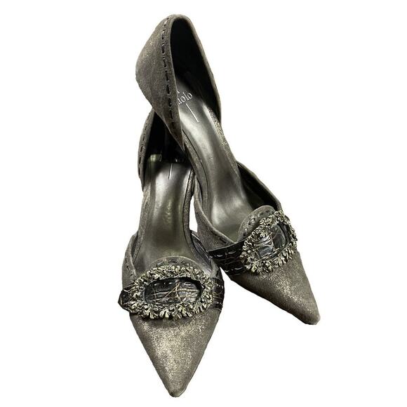 Linea Paolo Gray D'Orsay Designer High Heel Kitten Pumps 5.5M - Picture 7 of 15